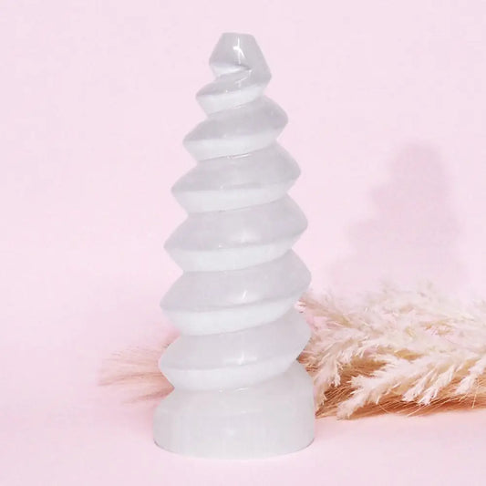 Selenite Spiral Lamp 20cm selenite lamp