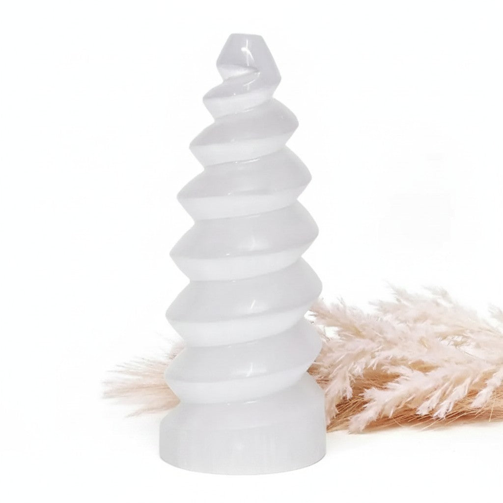 Selenite Spiral Lamp 20cm