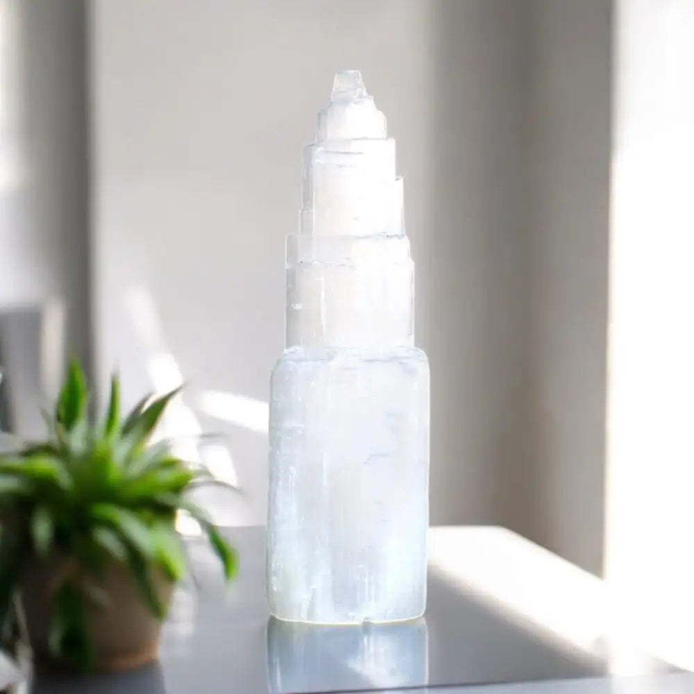 Selenite Tower Lamp 35cm lamp