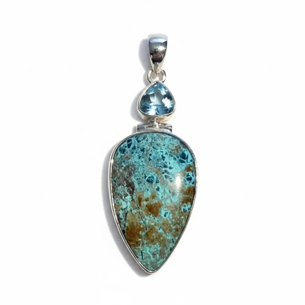 Shattuckite and Blue Topaz Pendant in Silver PENDANT