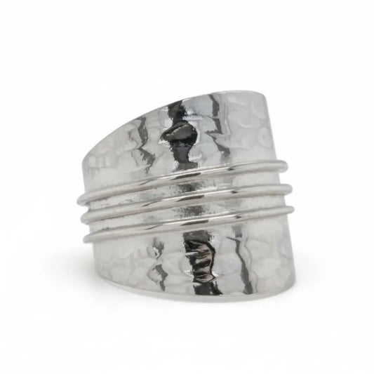 Silver Hammered Ring ~ Body Mind Soul Ring