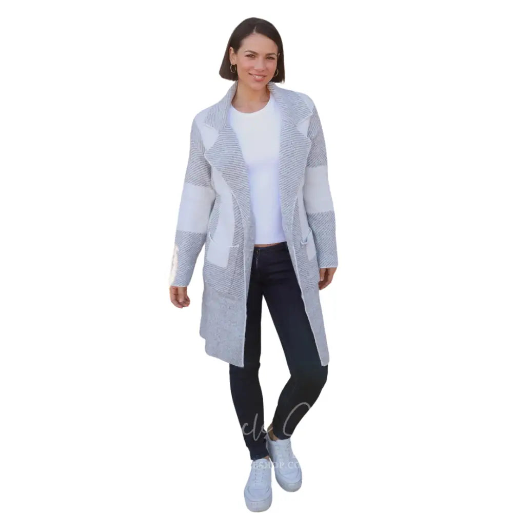 Silver Knit Cardigan ~ Talia Large Cardigan