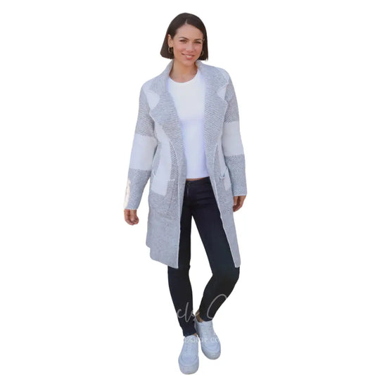 Silver Knit Cardigan ~ Talia Large Cardigan
