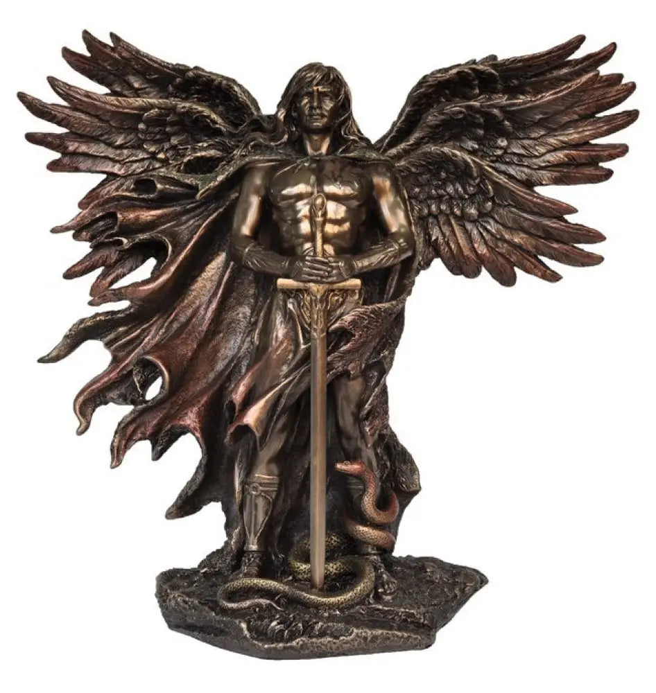 Six Wing Guardian Angel with Serpent Brass Statue Sculptures & Statues