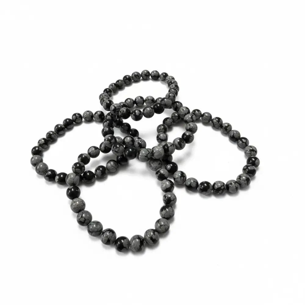 Snowflake Obsidian Bead Bracelet Bracelets