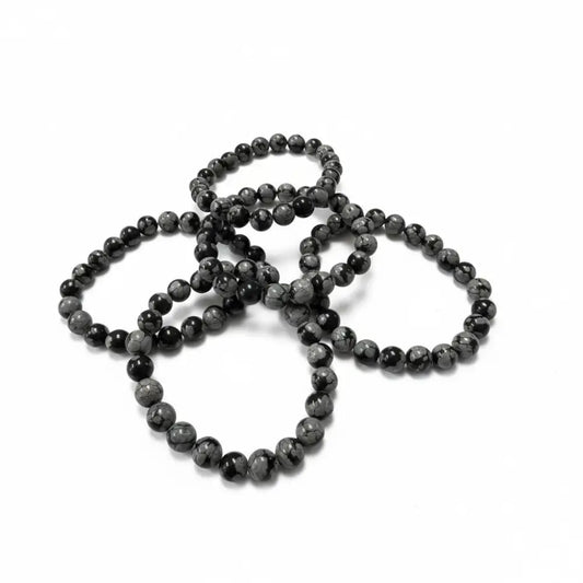 Snowflake Obsidian Bead Bracelet Bracelets