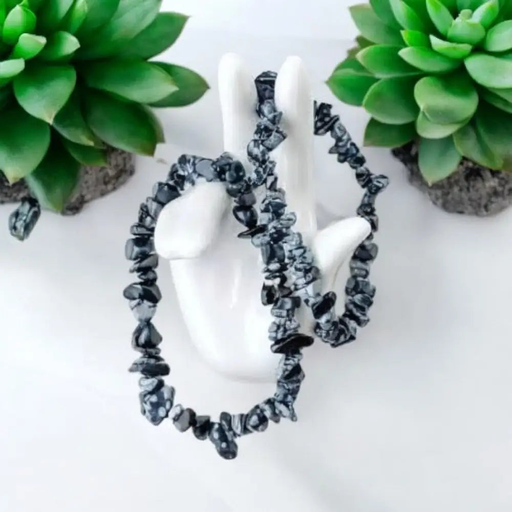 Snowflake Obsidian Crystal Chip bracelets bracelet
