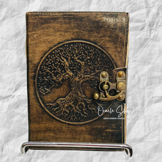 Antique Paper Leather Journal with Tree of Life Design