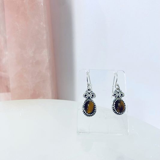 Tiger Eye Oval Earrings