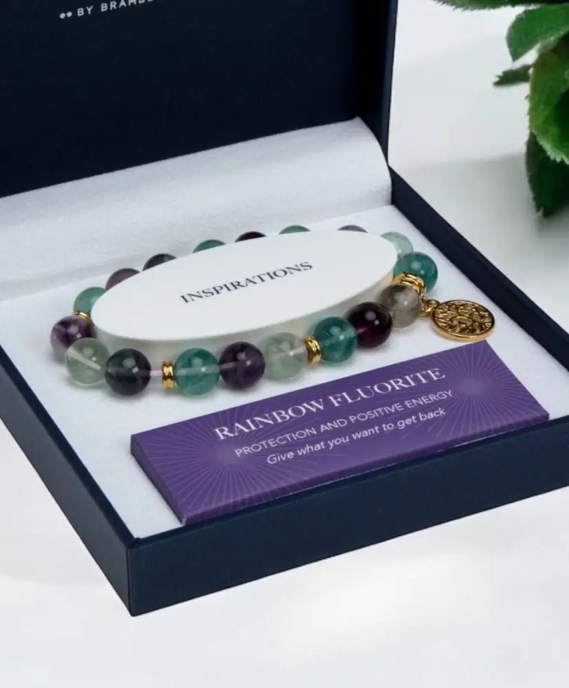 TOL Bracelet – Rainbow Flourite 10mm bead Silver