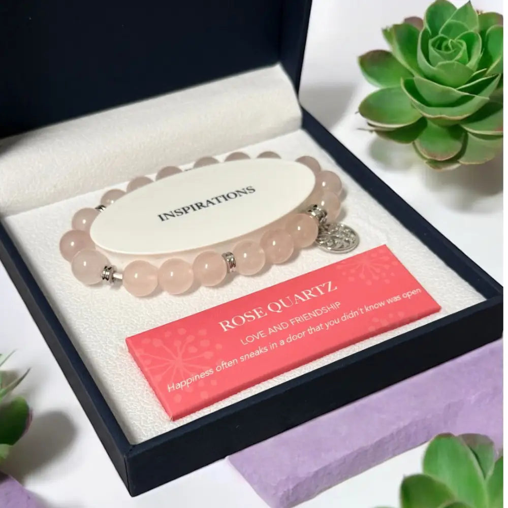 Tree Of Life Rose Quartz Bracelets Gift Boxed Bracelet