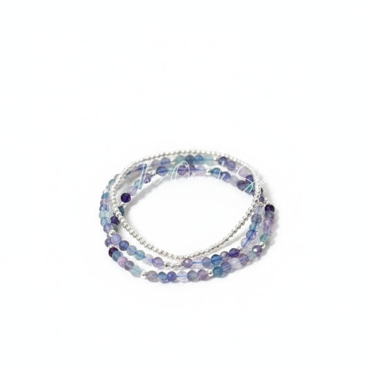 Trio Bracelet Set - Blue Fluorite & Silver - Inner Peace