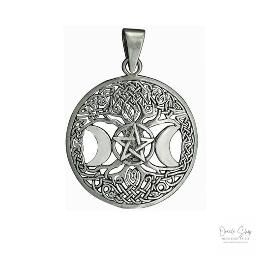 Triple Goddess Silver Pendant 30mm Earrings