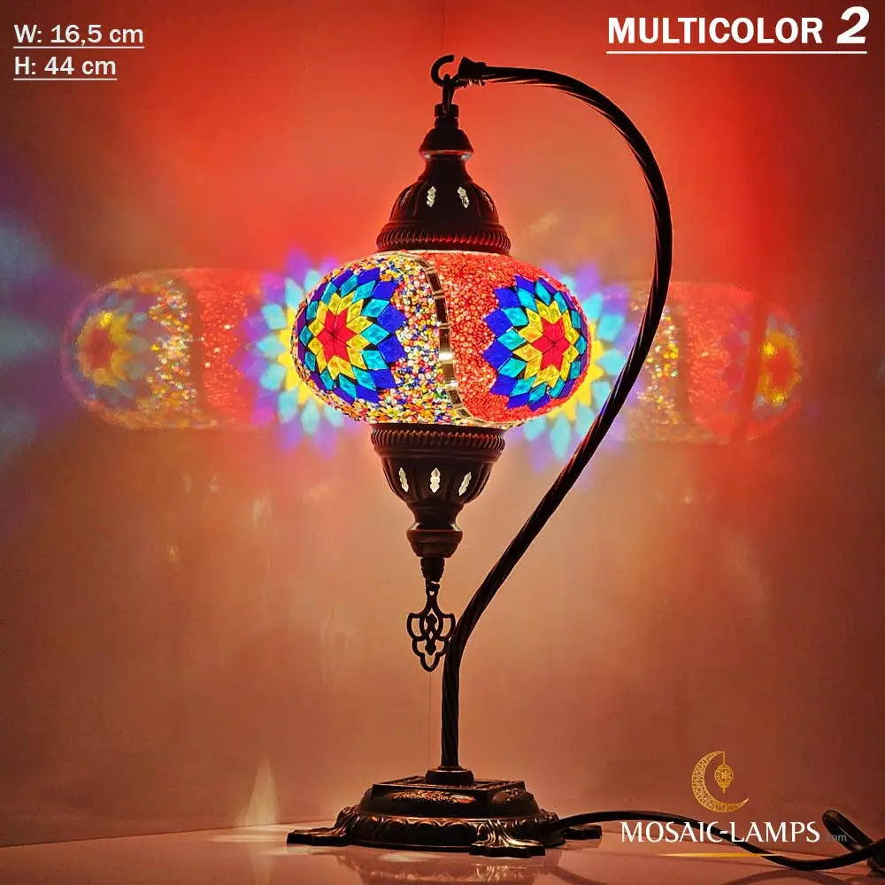 Turkish Mosaic Lamp - Gooseneck MULTICOLOR 4 Mosaic Lamp