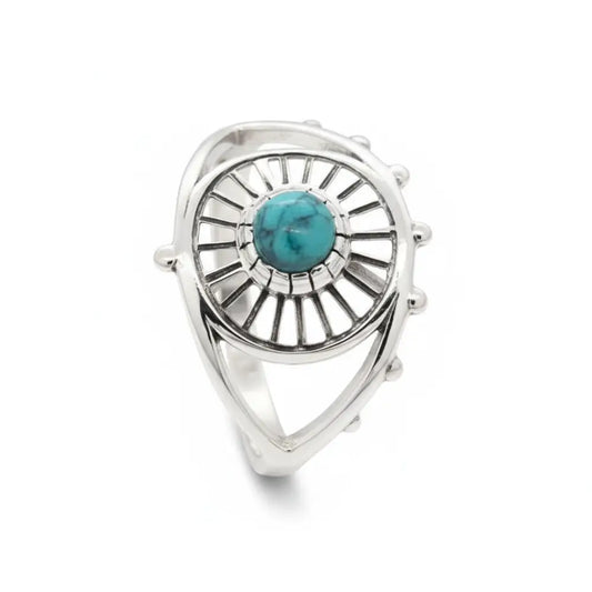 Turquoise Eye Ring in Silver Rings