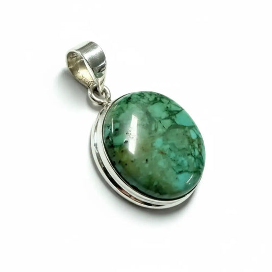Turquoise Full Circle Silver Pendant Charms & Pendants