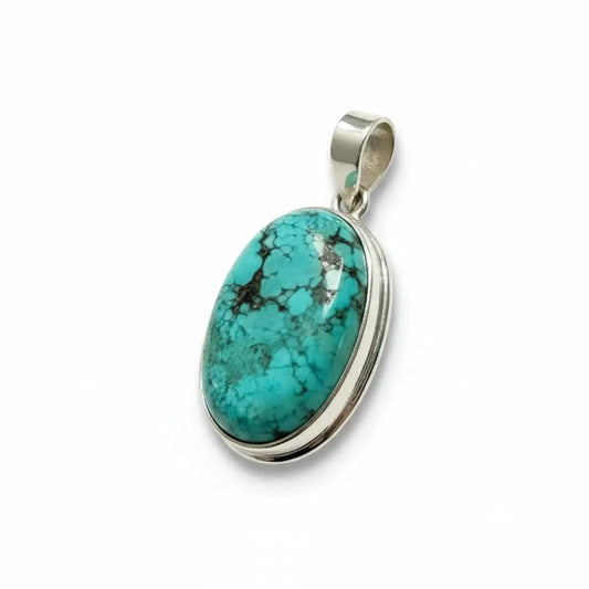 Turquoise Oval Silver Pendant Charms & Pendants