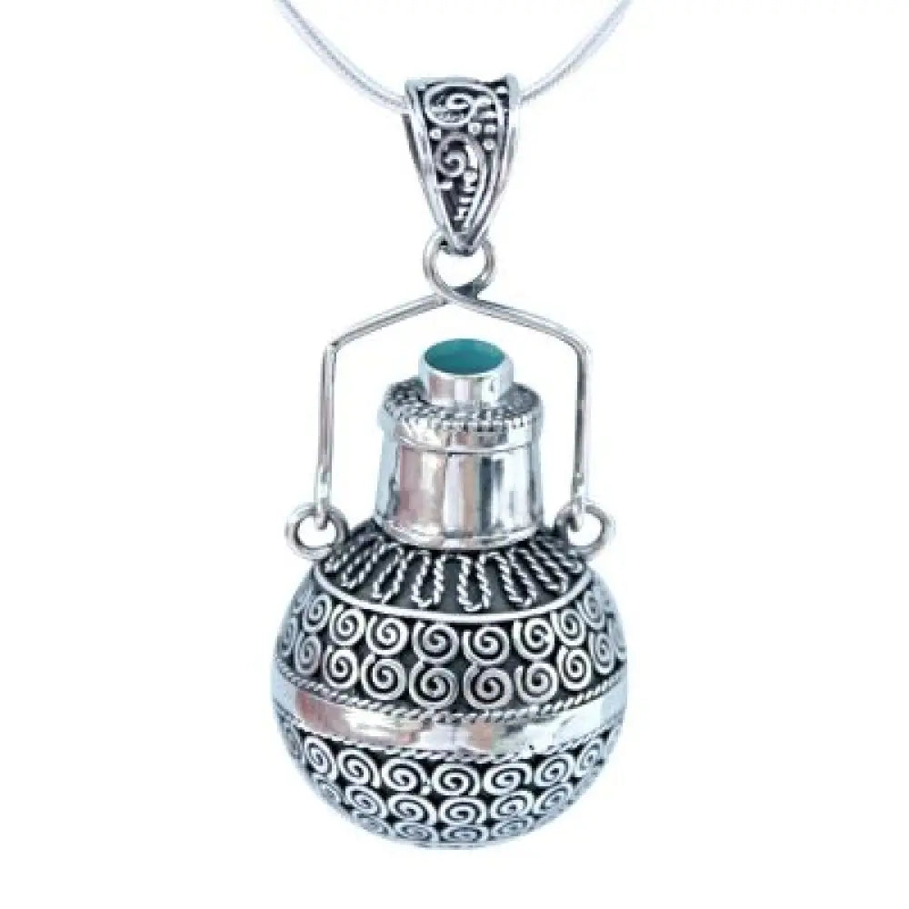 Turquoise & Silver Keepsake Round Pendant keepsake pendant