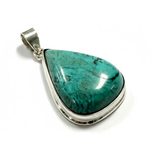 Turquoise Teardrop Silver Pendant Charms & Pendants