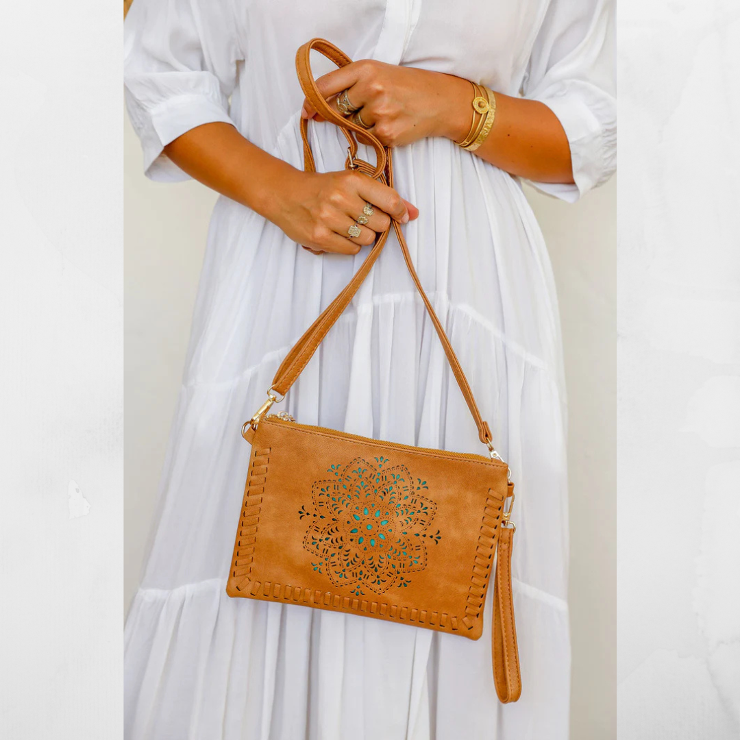 Mandala Vegan Clutch Purse/Cross Shoulder Handbag Bohemian Free Spirit