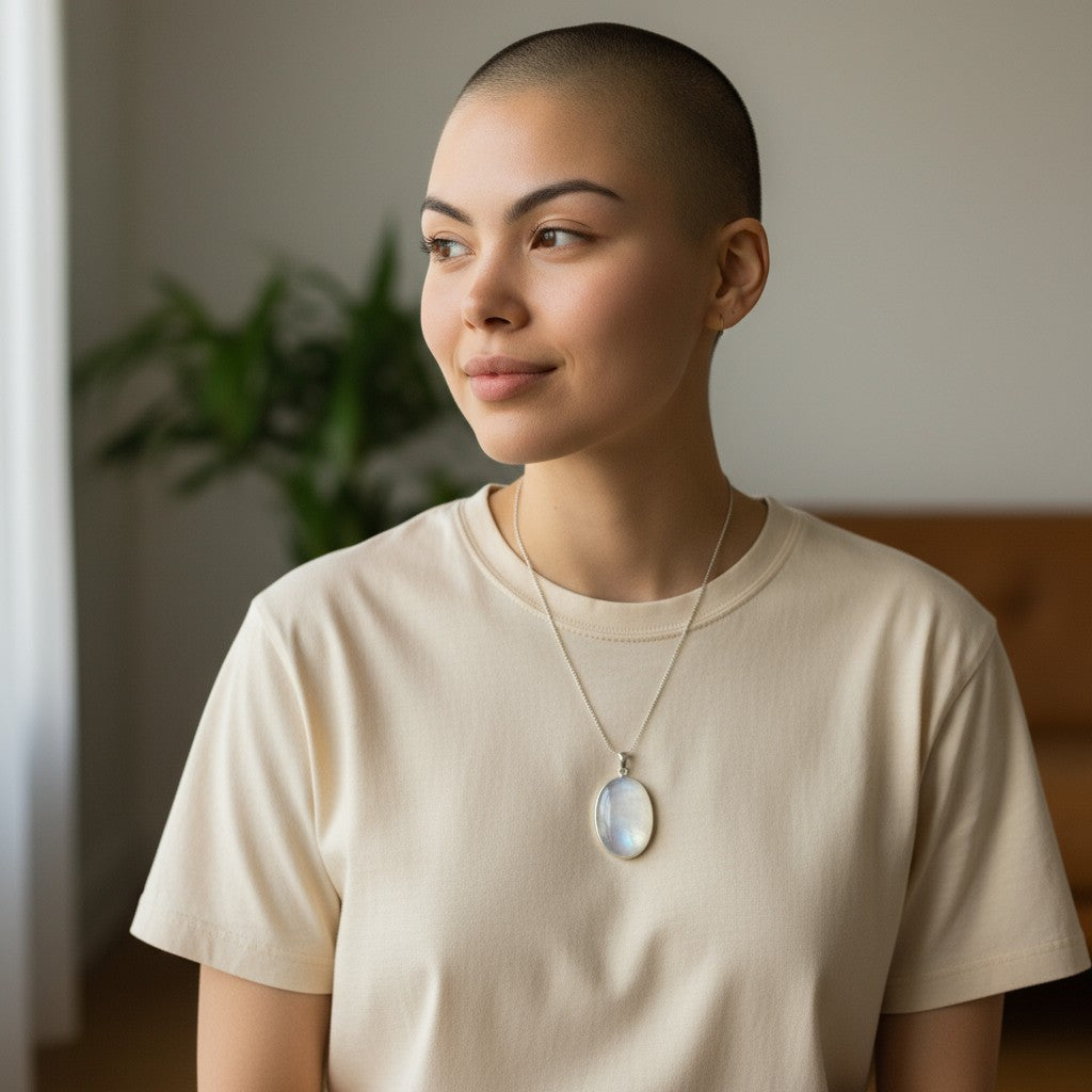 Rainbow Moonstone Oval Silver Pendant