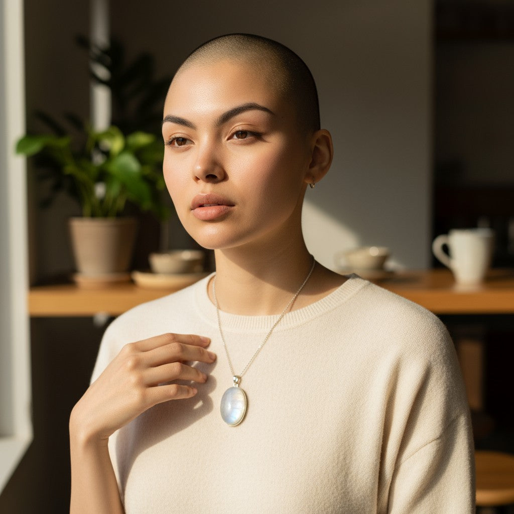 Rainbow Moonstone Oval Silver Pendant