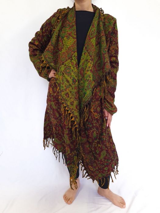 Paisley Wool Long Cardigan Jacket