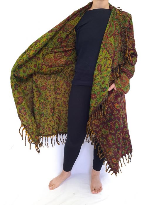 Paisley Wool Long Cardigan Jacket