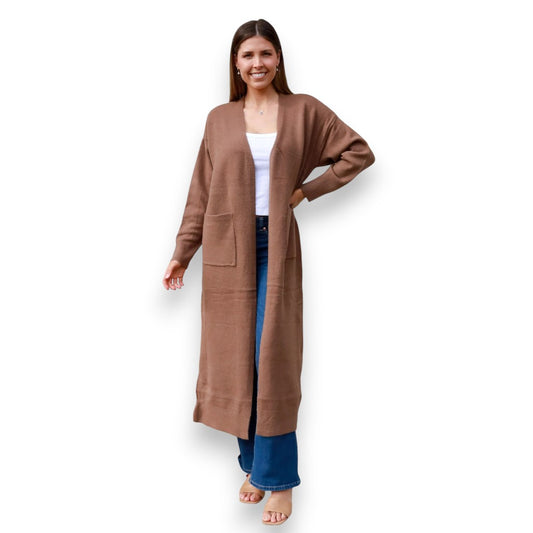 Divine Comfort Supersoft Cardi Long Knit Brown