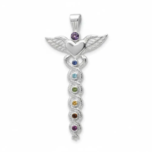 Winged Heart Chakra Pendant in Silver