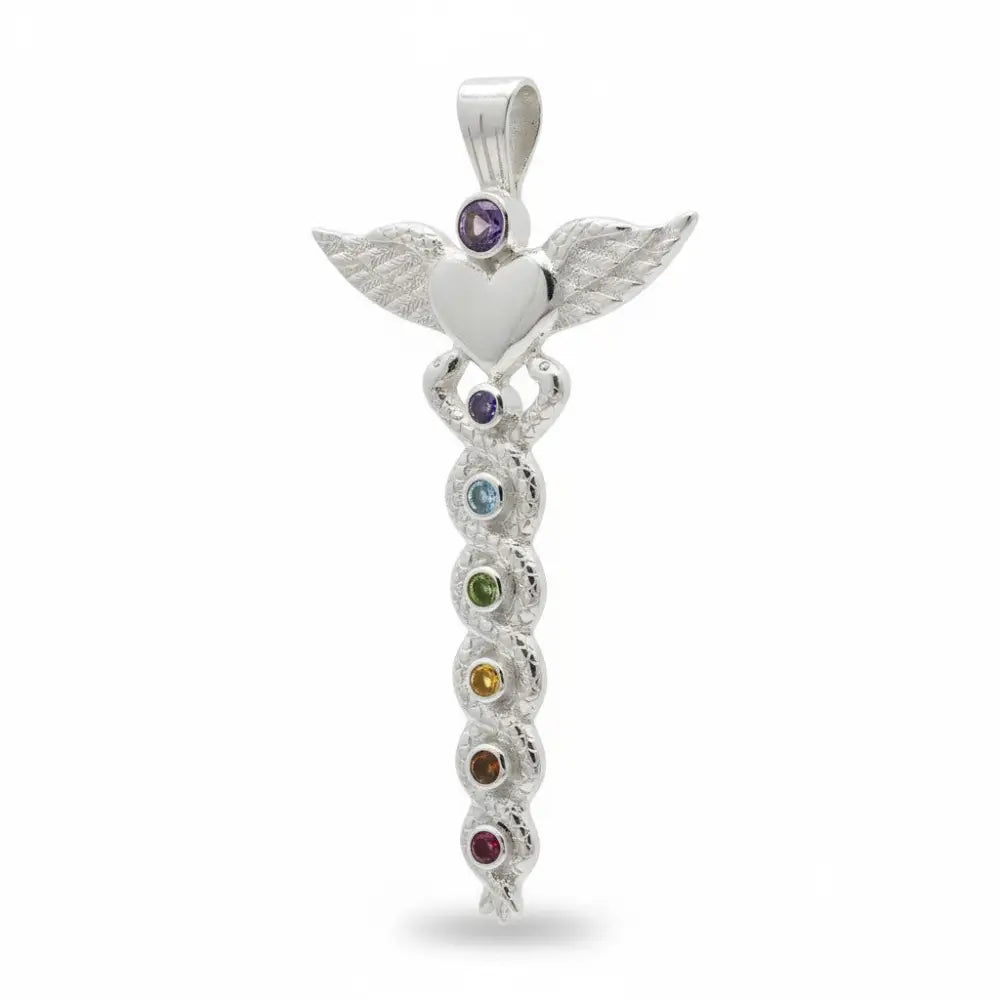 Winged Heart Chakra Pendant in Silver