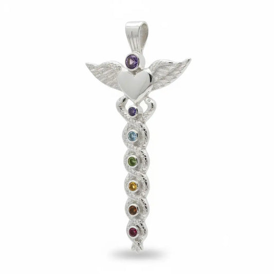 Winged Heart Chakra Pendant in Silver