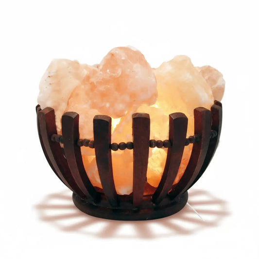Wood Clawed Fire Bowl Himalayan Salt Lamp Lamp
