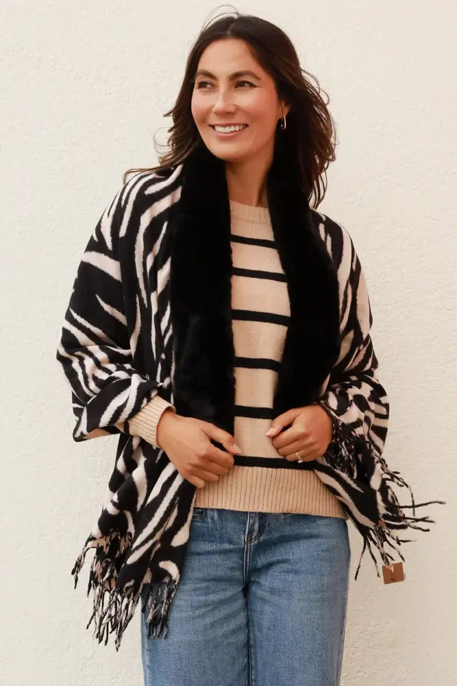 Wrap Scarf Zebra Print Bone wrap