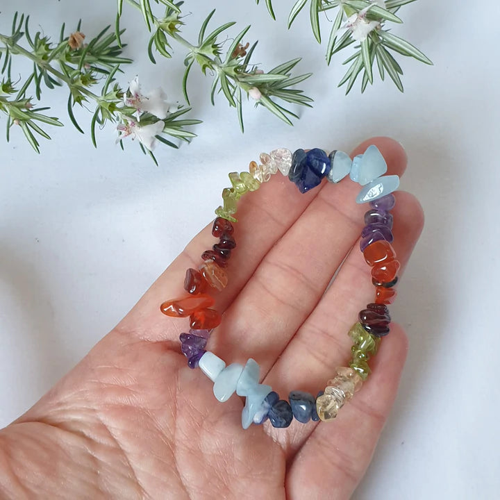 Chakra Crystal Chip Bracelet