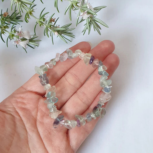 Fluorite Rainbow Chip Bracelet