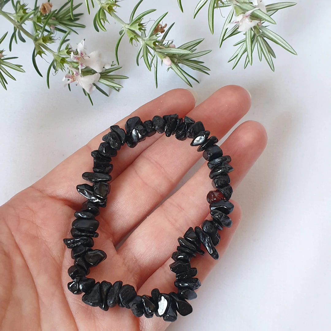 Black Obsidian Chip Bracelet