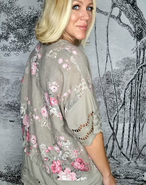 Italian Linen - MOCHA HIGH TEA SEASHELL TEE