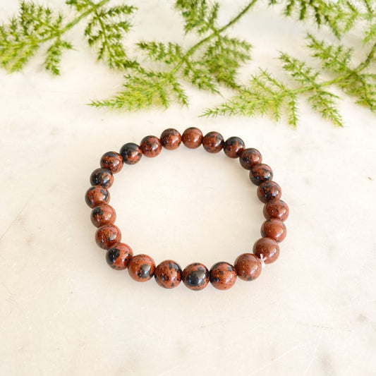 Mahogany Obsidian Crystal Bead Bracelet