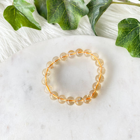 Natural Citrine Bead Bracelet 10mm