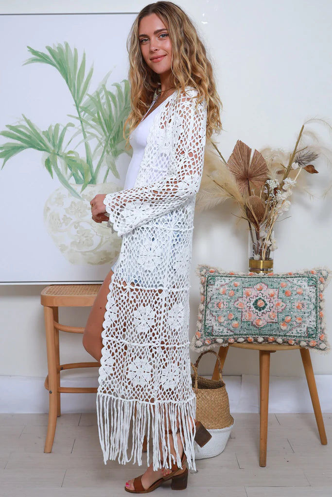 Rhiannon Festival Knit  - White Long