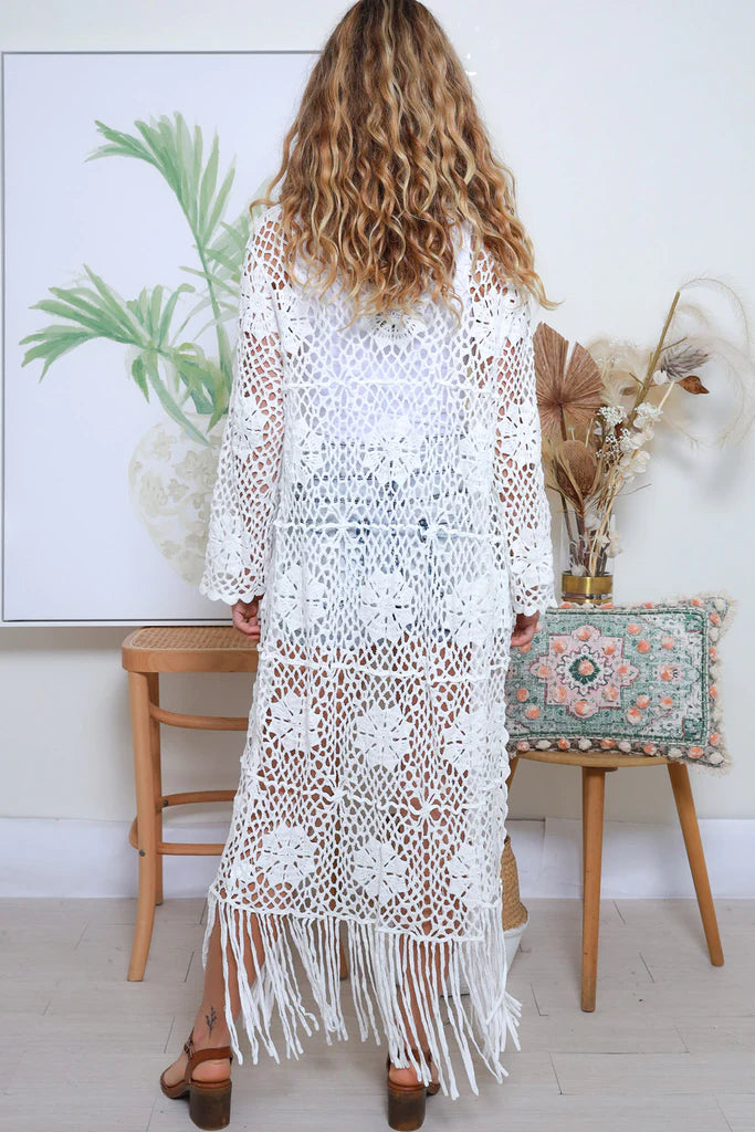 Rhiannon Festival Knit  - White Long