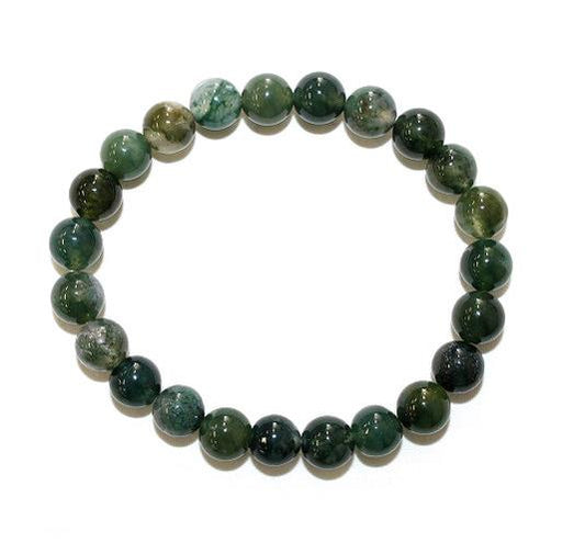 Moss Agate Bead Bracelet