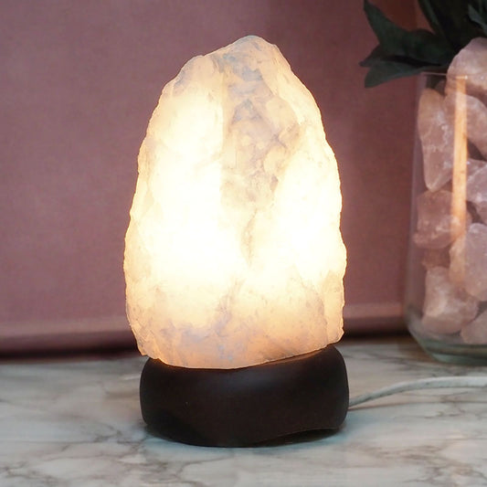 Clear Quartz Crystal Lamp - Timber Base