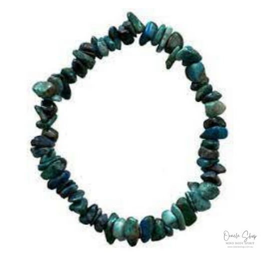 Chrysocolla Crystal Chip Bracelet ~ Communicator/Confidence