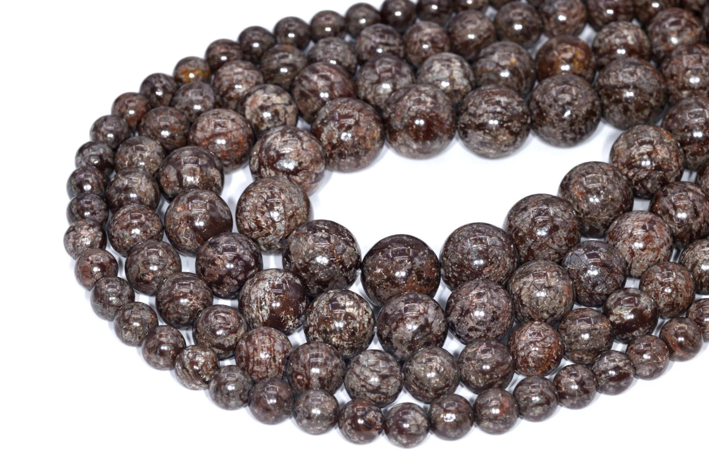 Natural Snowflake Obsidian Bead Bracelet