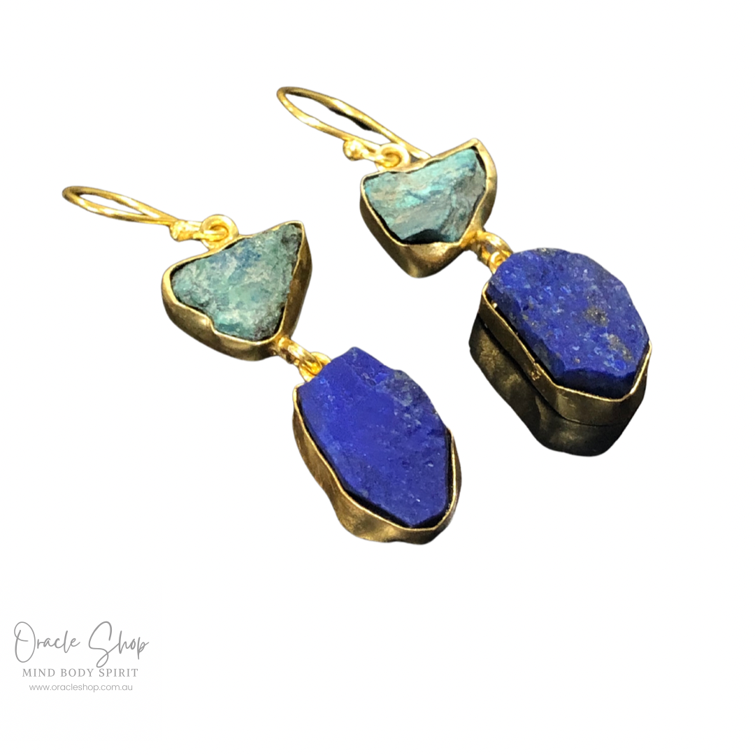 Gold Crystal Earrings - 2 Stone