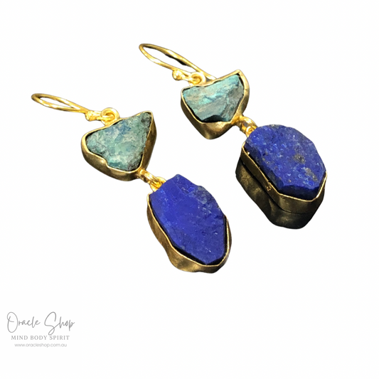 Gold Crystal Earrings - 2 Stone