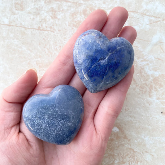 Blue Quartz Crystal Hearts