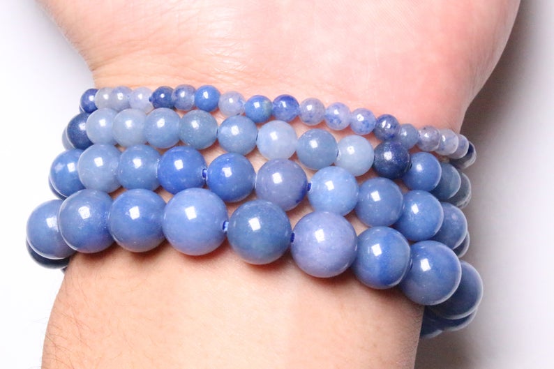 Blue Spot Jasper Bead Crystal bracelet